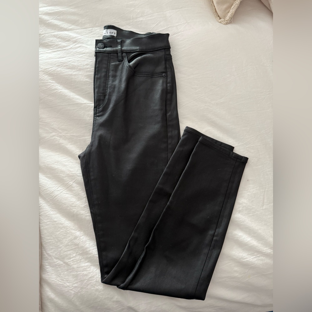 Loft Coated Black Slim Pants